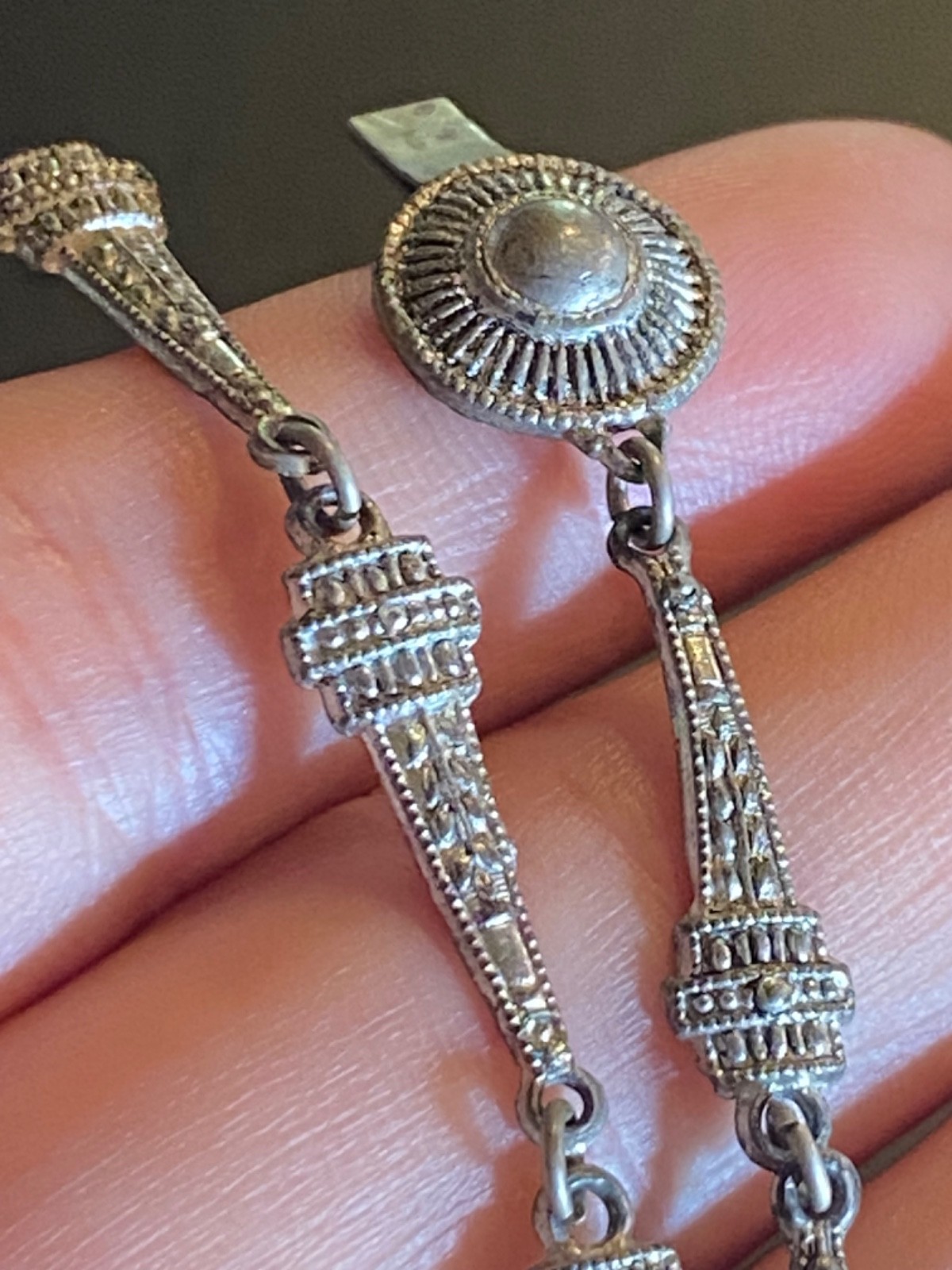 VTG Art Deco Bracelet/Necklace Part Silver-Tone Seattle Space Needle Tower Shape