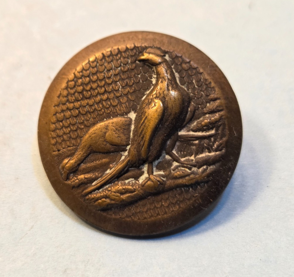 Antique Pheasant Sporting Button Gilt Brass 19thC Large Hunt Coat “Extra Rich”