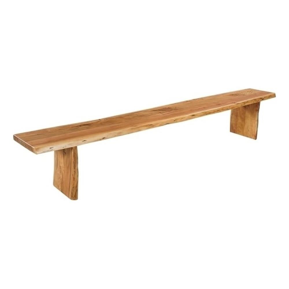 Pemberly Row Live Edge Solid Wood Rectangular Dining Bench in Brown