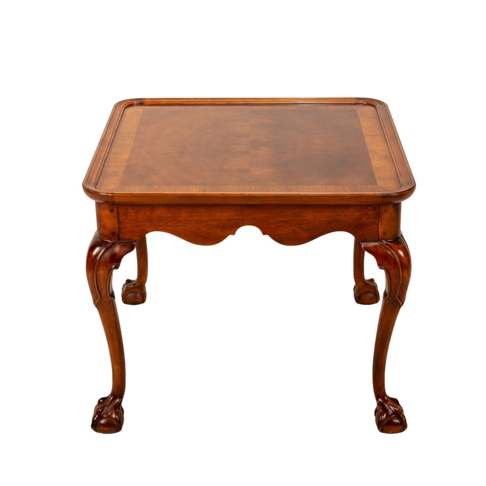 Vintage Henredon Banded Bookmatched Mahogany Claw Footed Accent End Table