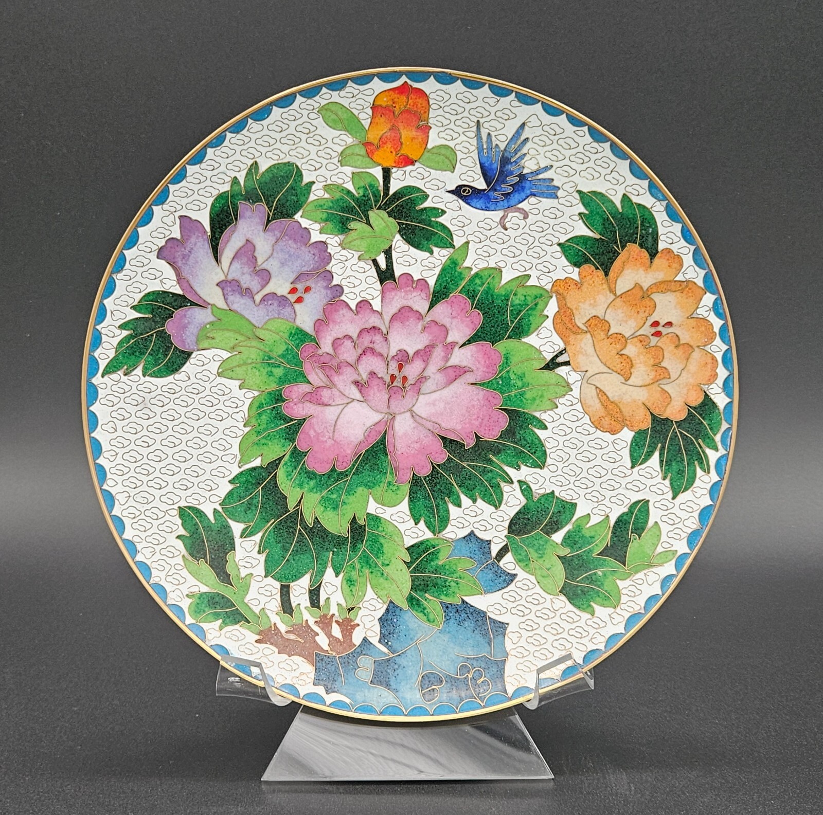 Cloisonne Enamel Flower Bird Plate China