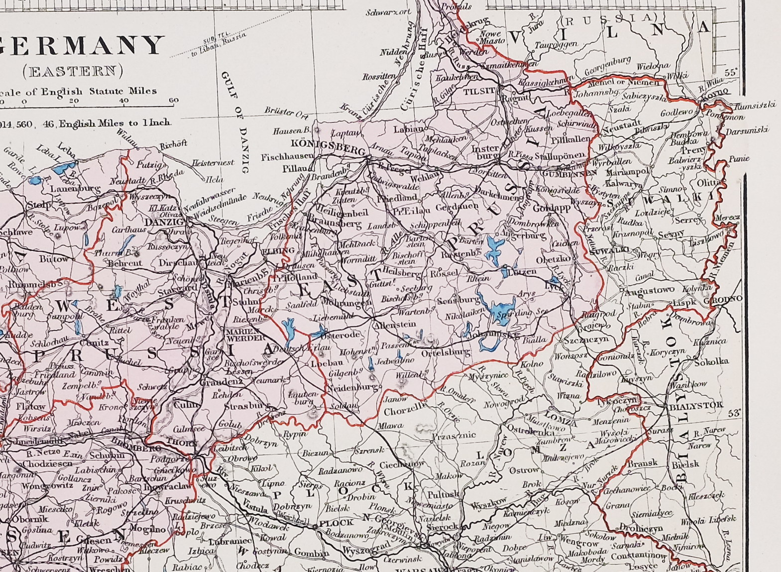 STANFORD’S 1889 HAND COLOURED MAP EASTERN GERMANY POSEN BRANDENBURG BERLIN