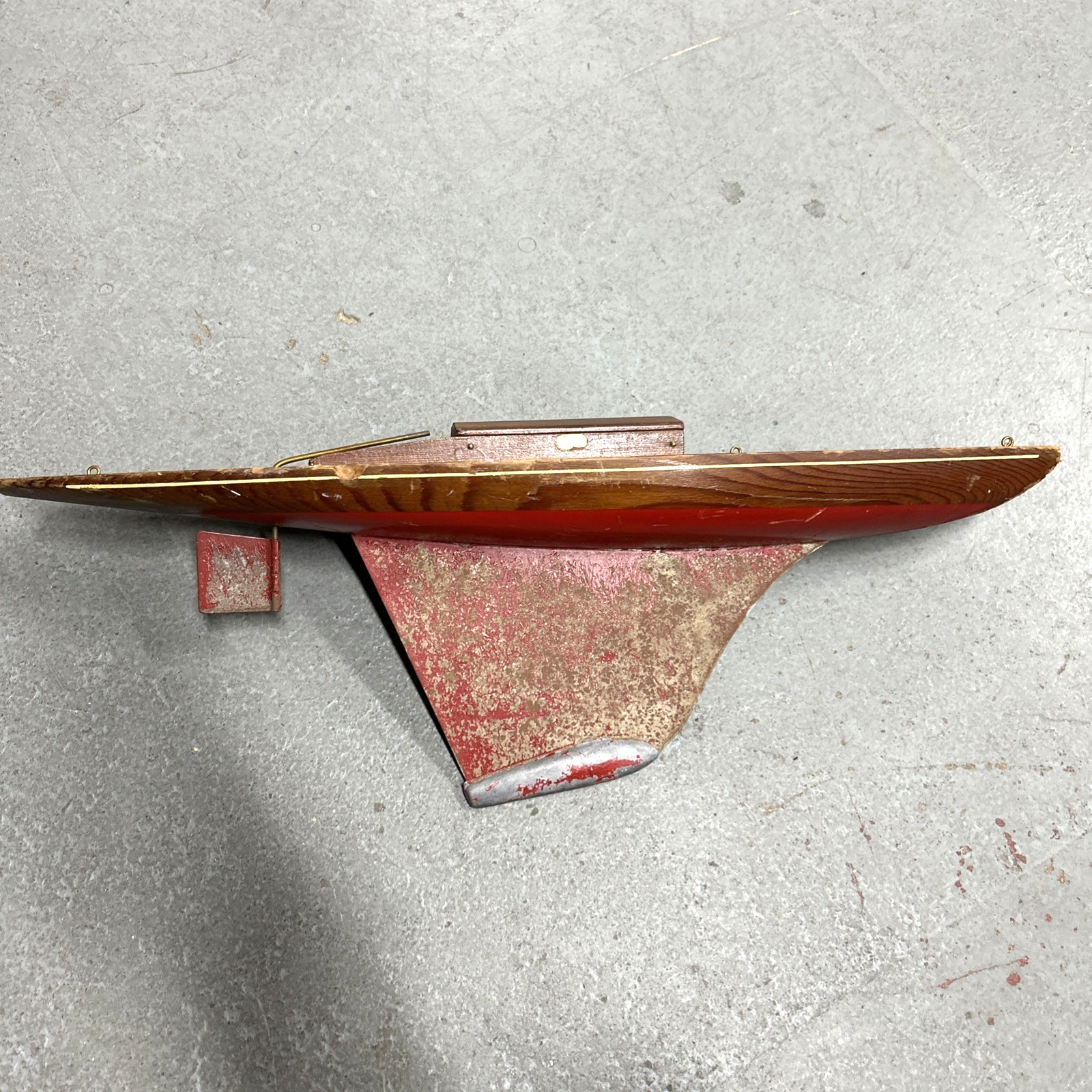 Vintage Jacrim Sailboat Wood Hull Project Piece Needs Mast Sail Paint Filler