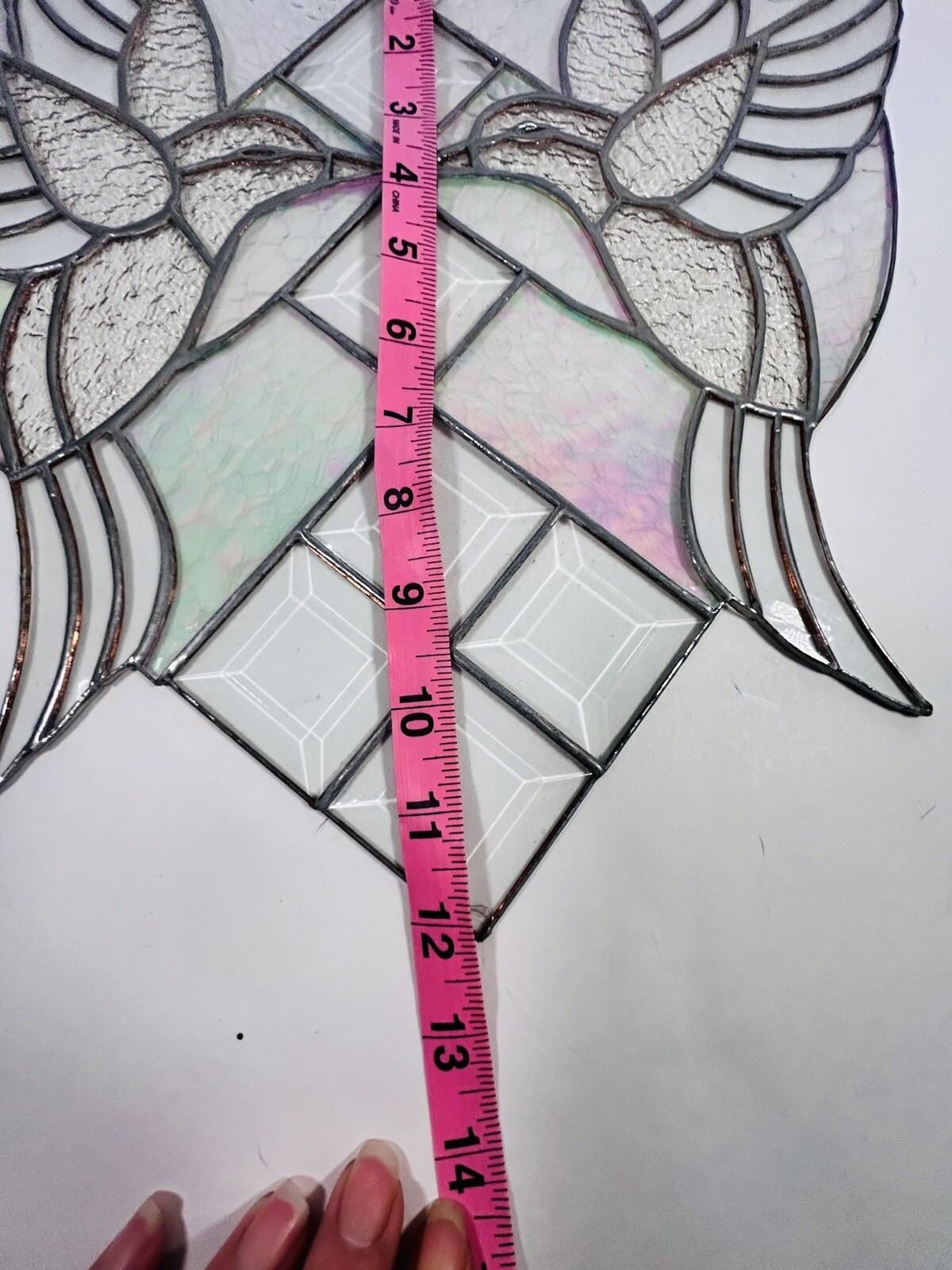 Stained Glass heart Clear, Pink And Green Hummingbirds Read Description