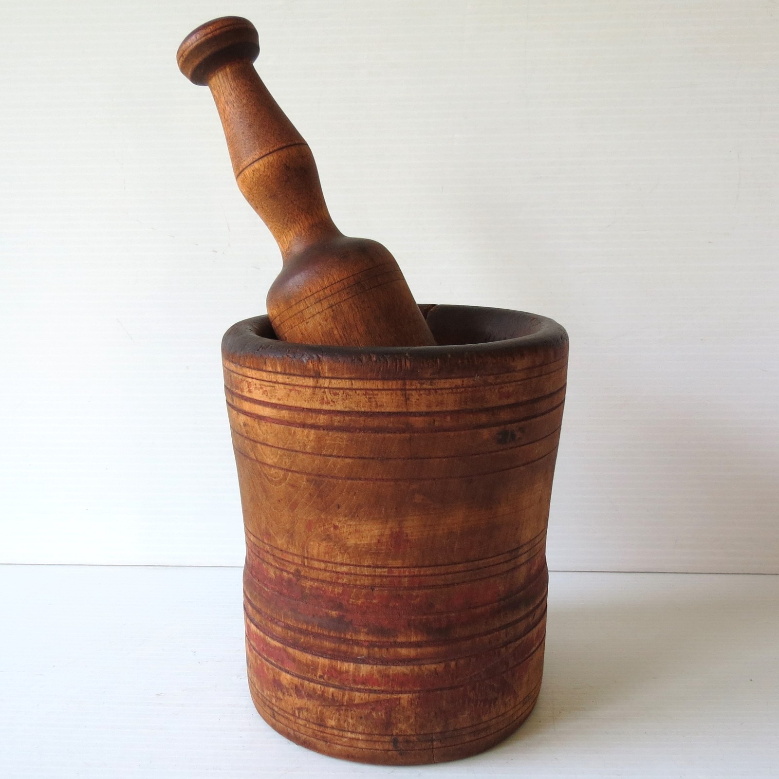 Antique Hand Turned Maple MORTAR & PESTLE 6″