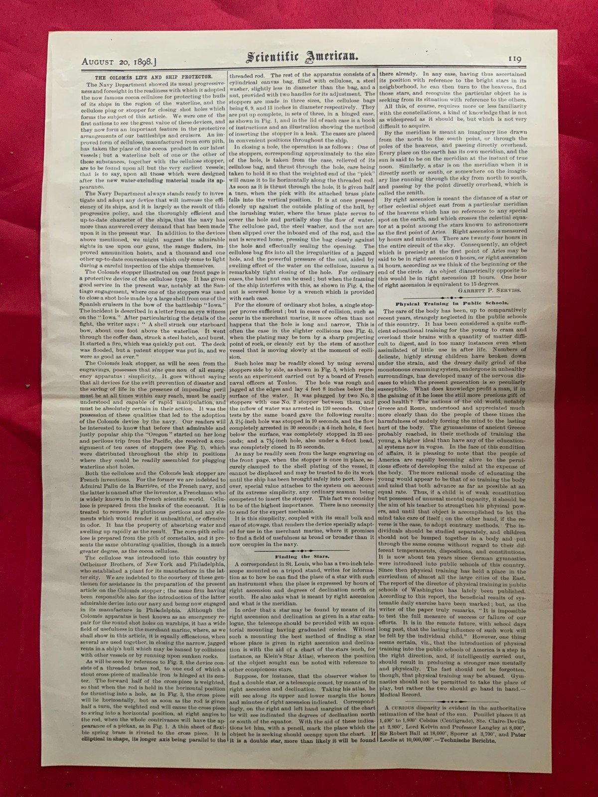 1898 Scientific American Article ~ Damage Control ~ USS Texas Battleship
