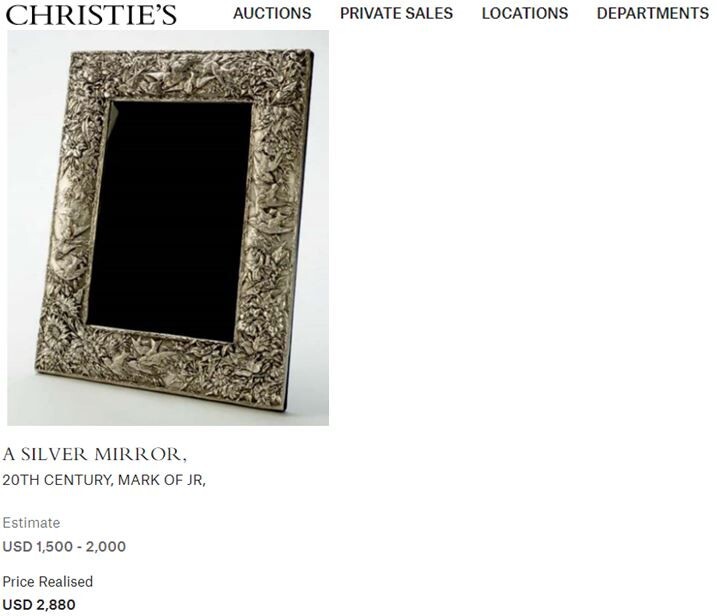RARE MINT Sterling Silver REPOUSSE MIRROR Bird Insect Flower JAPANESE KIRK style