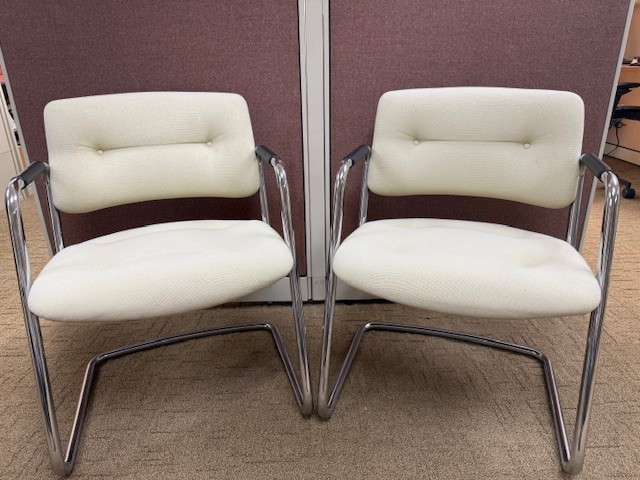 STEELCASE CANTILEVER 1980s Chrome Chair Model 421 482 Mid Century Modern
