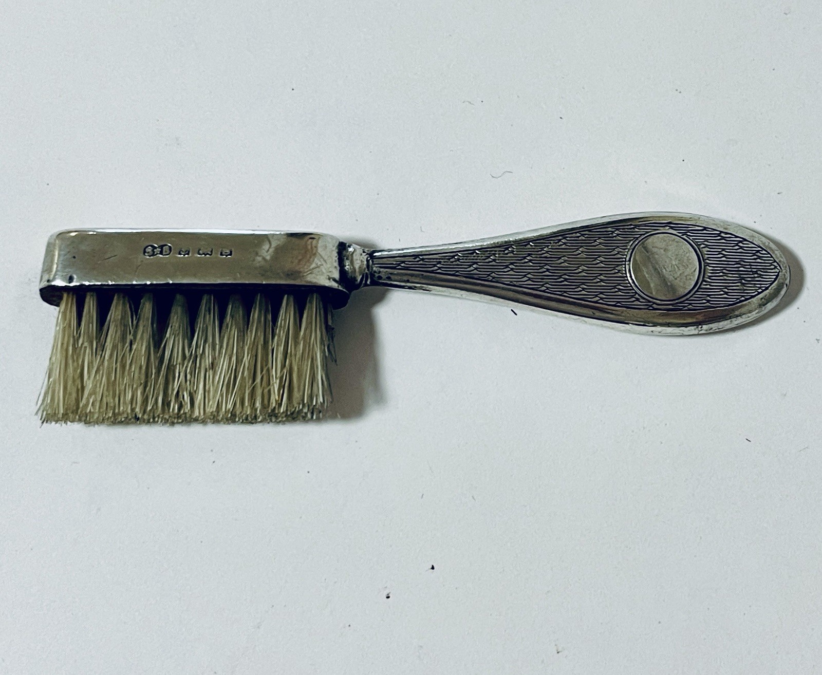Antique Solid Sterling Silver Miniature Moustache Brush 1917