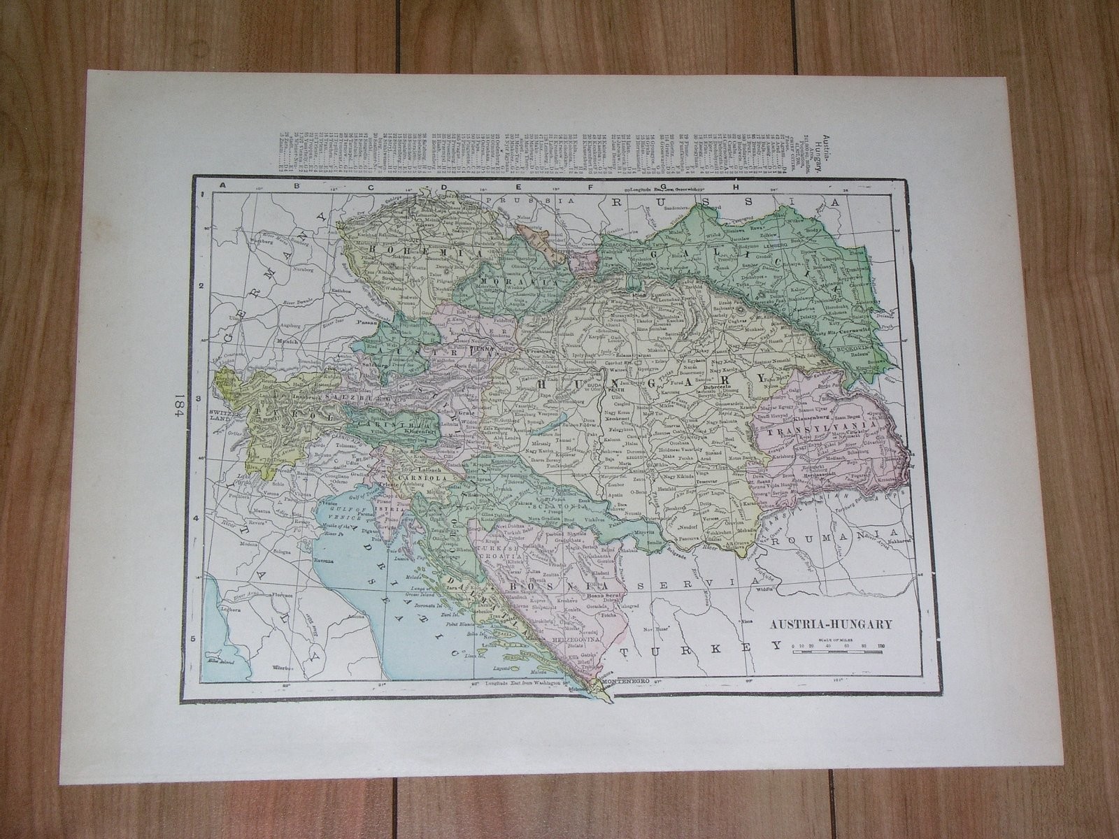 1902 ANTIQUE MAP OF AUSTRIA HUNGARY EMPIRE POLAND GALICIA TRANSYLVANIA CZECHIA