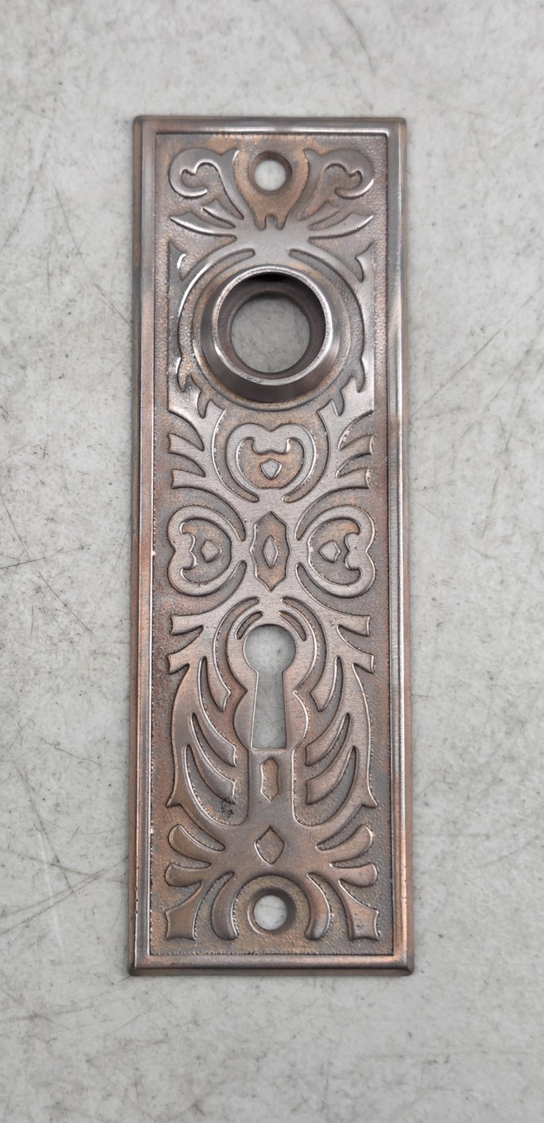 Antique Door Knob Back Plate Skeleton Keyhole Victorian Backplate Ornate No 2