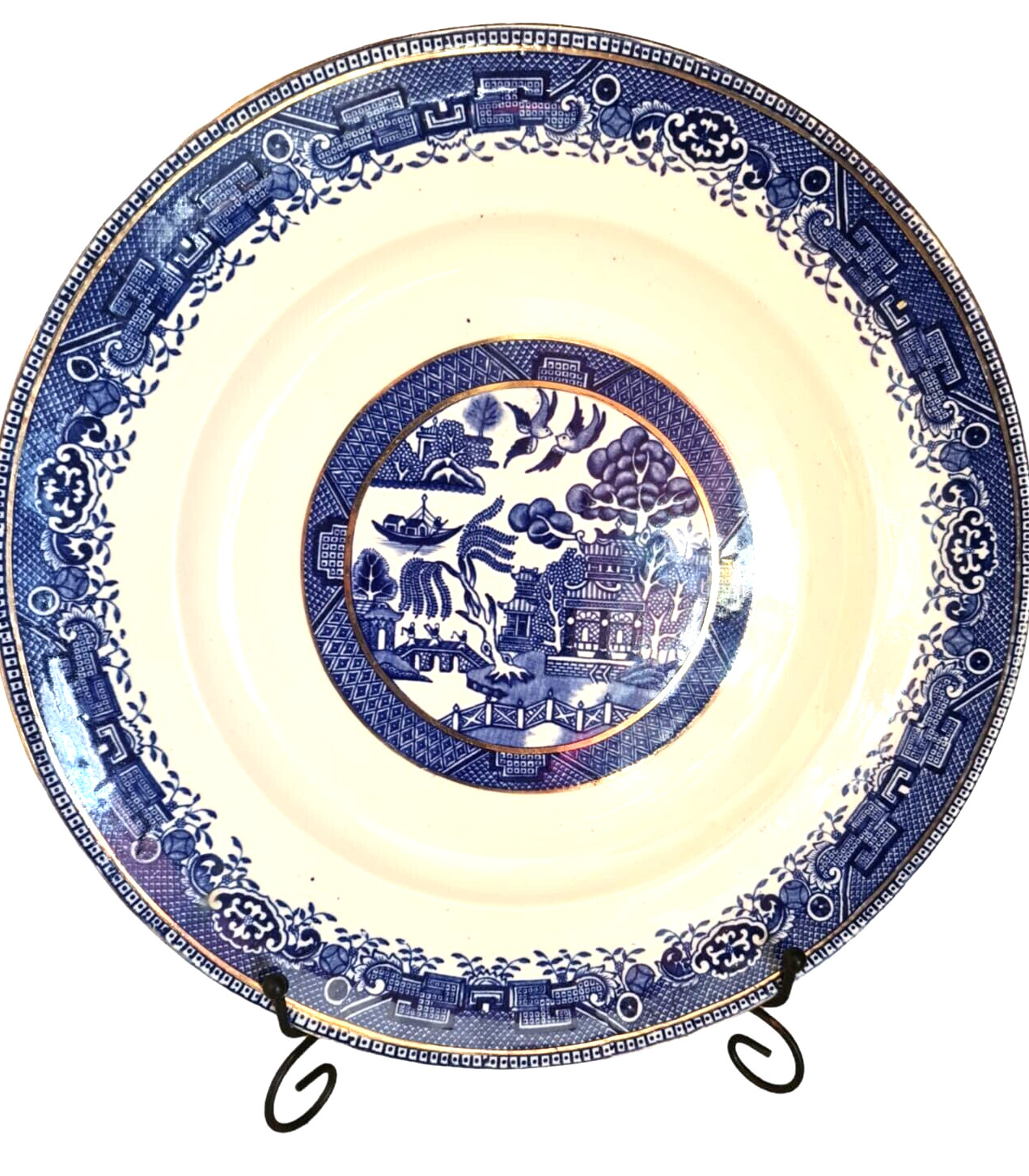 Plate Collector Delft Willow Rare Royal China Unique Gift Blue & White Lovers