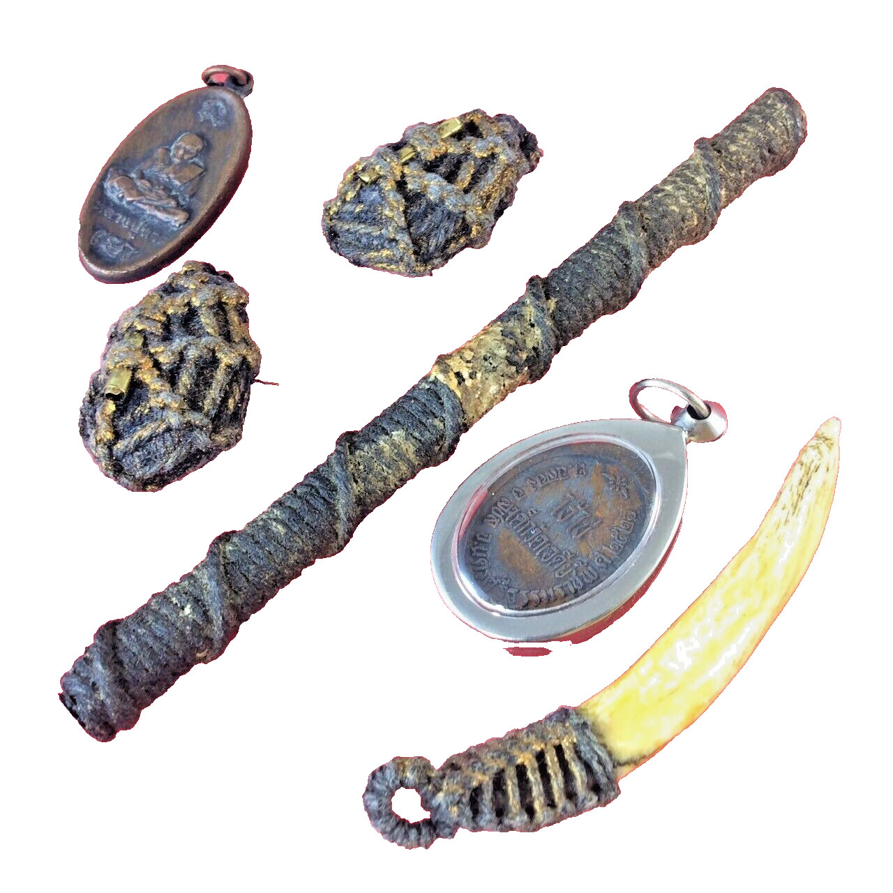 6pcs Thai Buddha Amulet Set Sacred Magic Protective Charm Rare Power Genuine