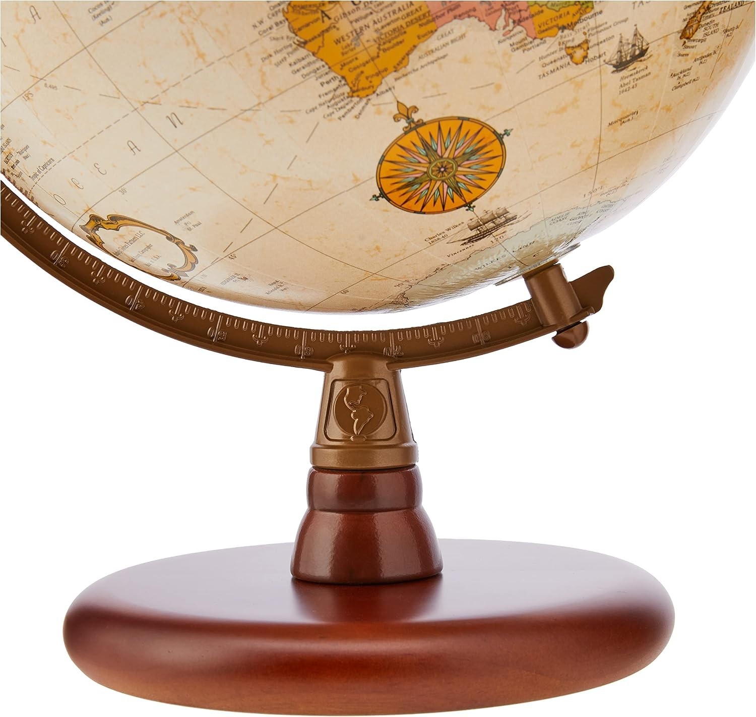Replogle Quincy 9″ Desktop World Globe – Antique Ocean, Raised Relief, New Item