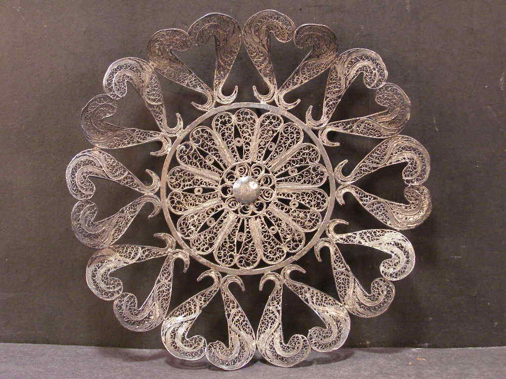 Antique Sterling Silver Filigree ~HEART~ Bon Bon Candy Dish Tray Basket Judaica