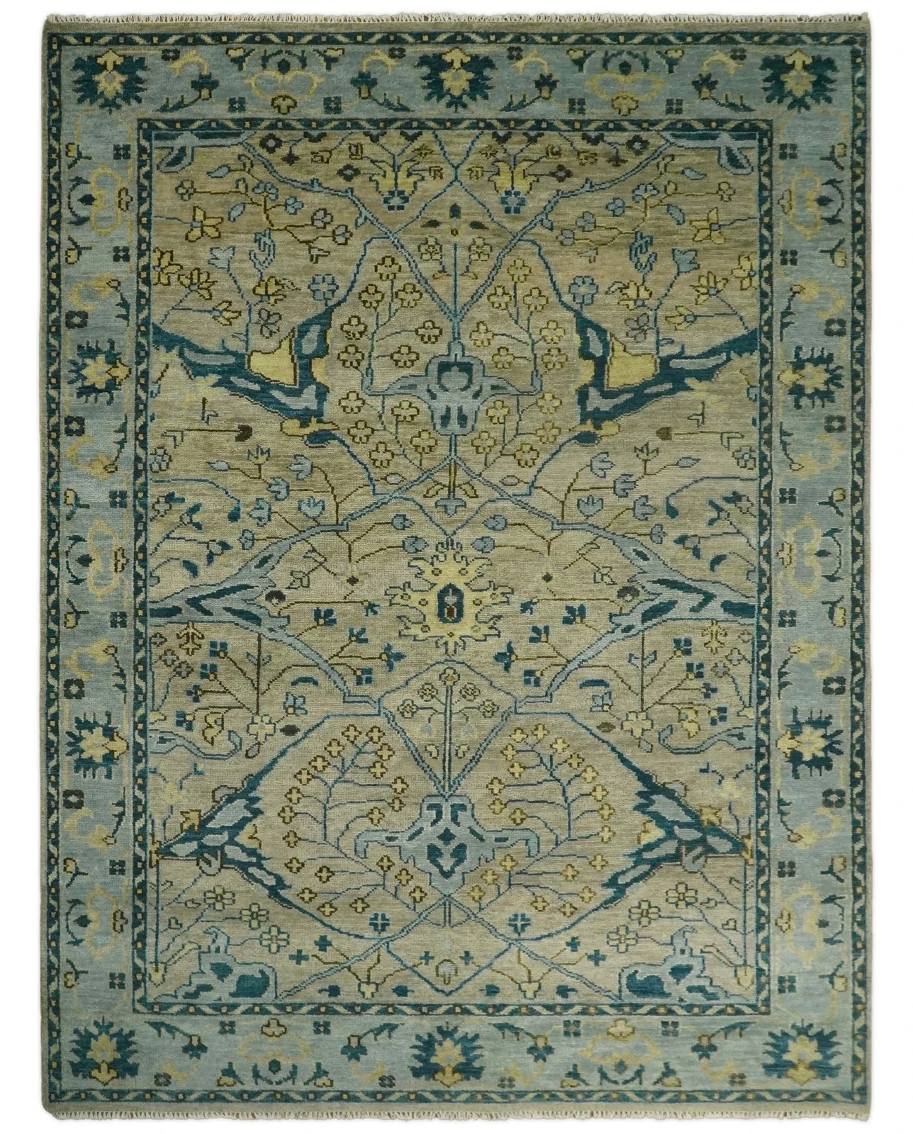 Green Hand Knotted Turkish Oushak Area Rugs 8×11 9×12 10×14 12×15 Livingroom Rug