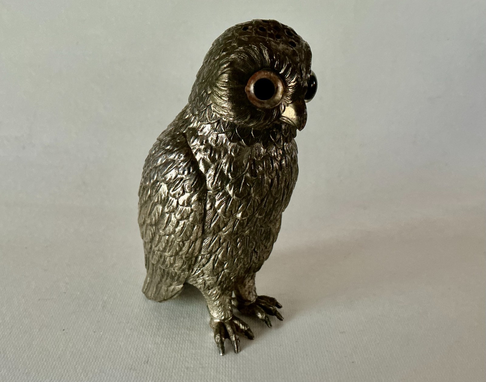 Vintage Silver Plate OWL Sugar Shaker Muffineer 5 1/2″ by Corbell England 1950s