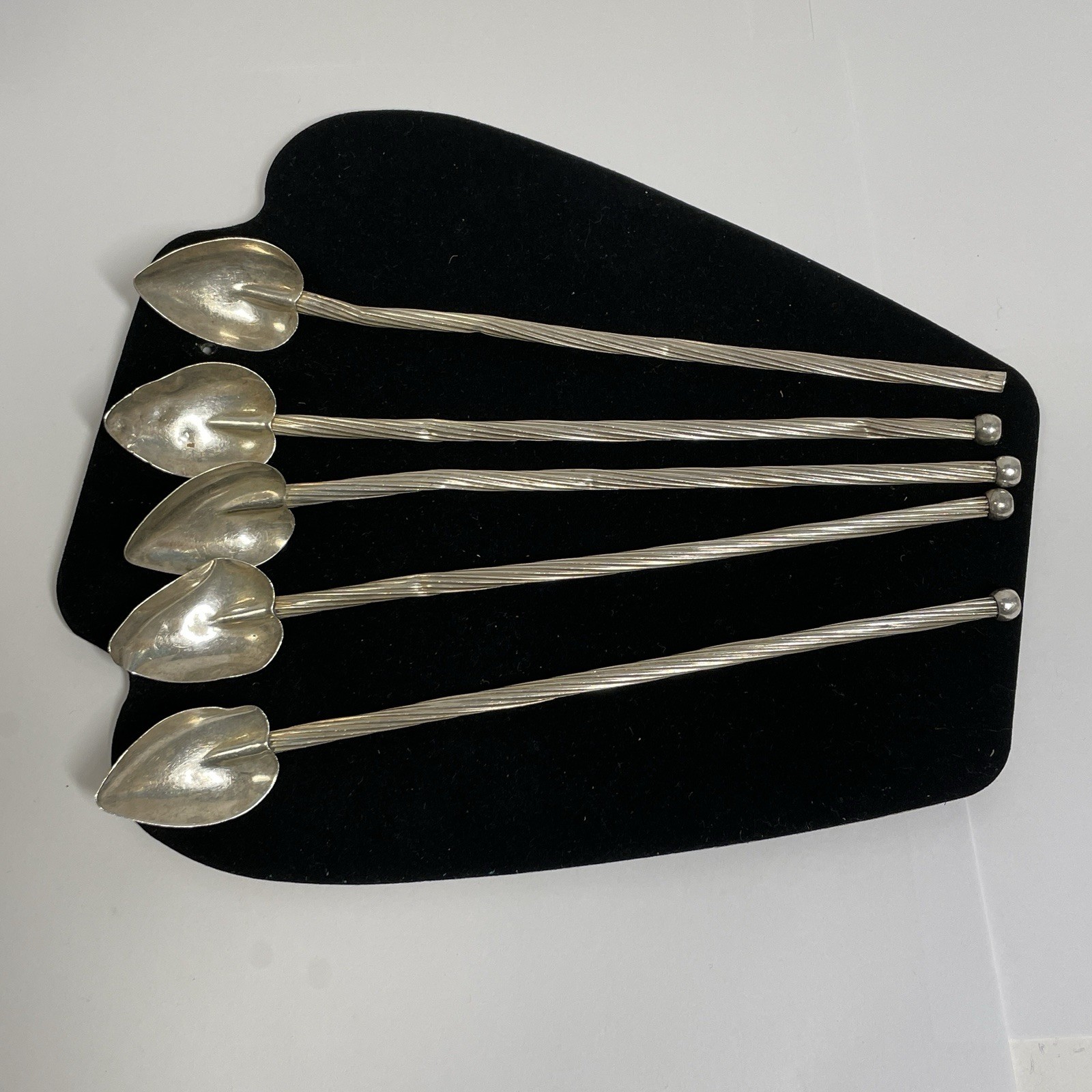 Vintage Antique Sterling Cocktail Sipper straws Spoons, circa 1900, 49g