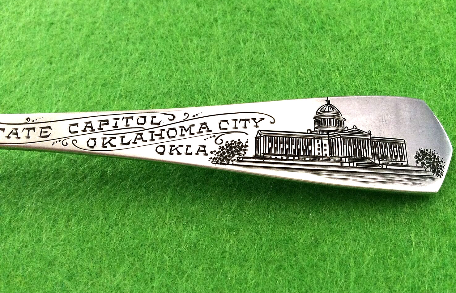 RARE! Oklahoma City Capitol on Petunia Oil Field Sterling Souvenir Spoon 20g