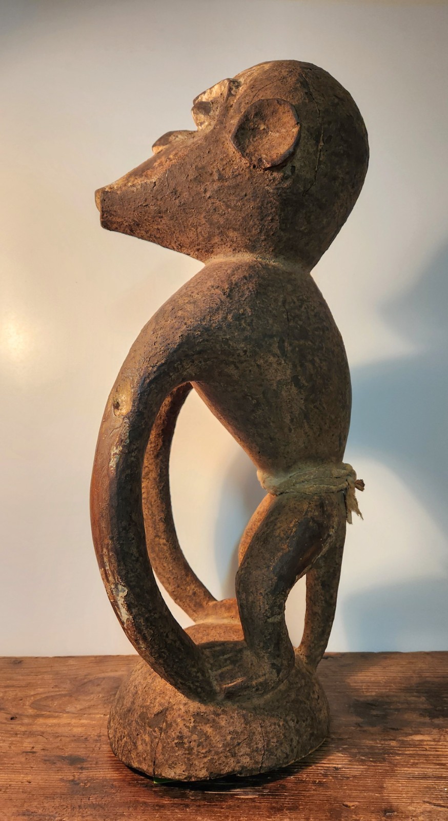Very Old Wood Sculpture of a Monkey from The Ivory Coast