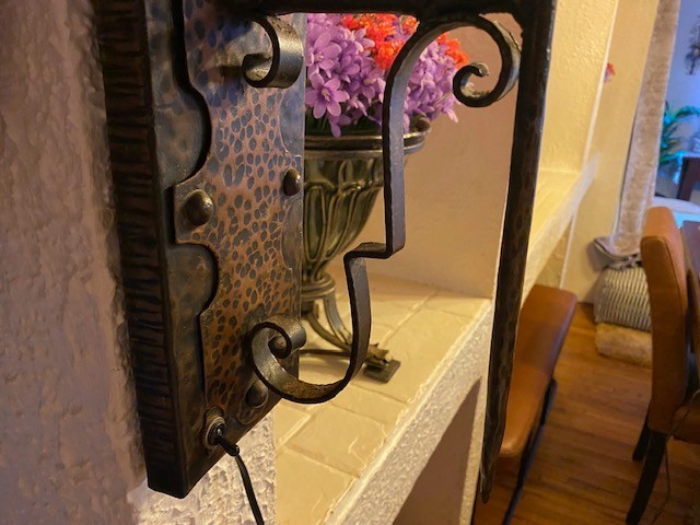 SPANISH REVIVAL GOTHIC BRUTALIST HAMMERED COPPER WALL LIGHT! # 1010