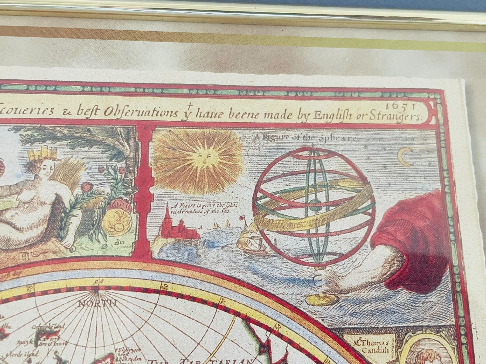 A NEW AND ACCURAT MAP OF THE WORLD 1651 Framed Reproduction 19 x 23″