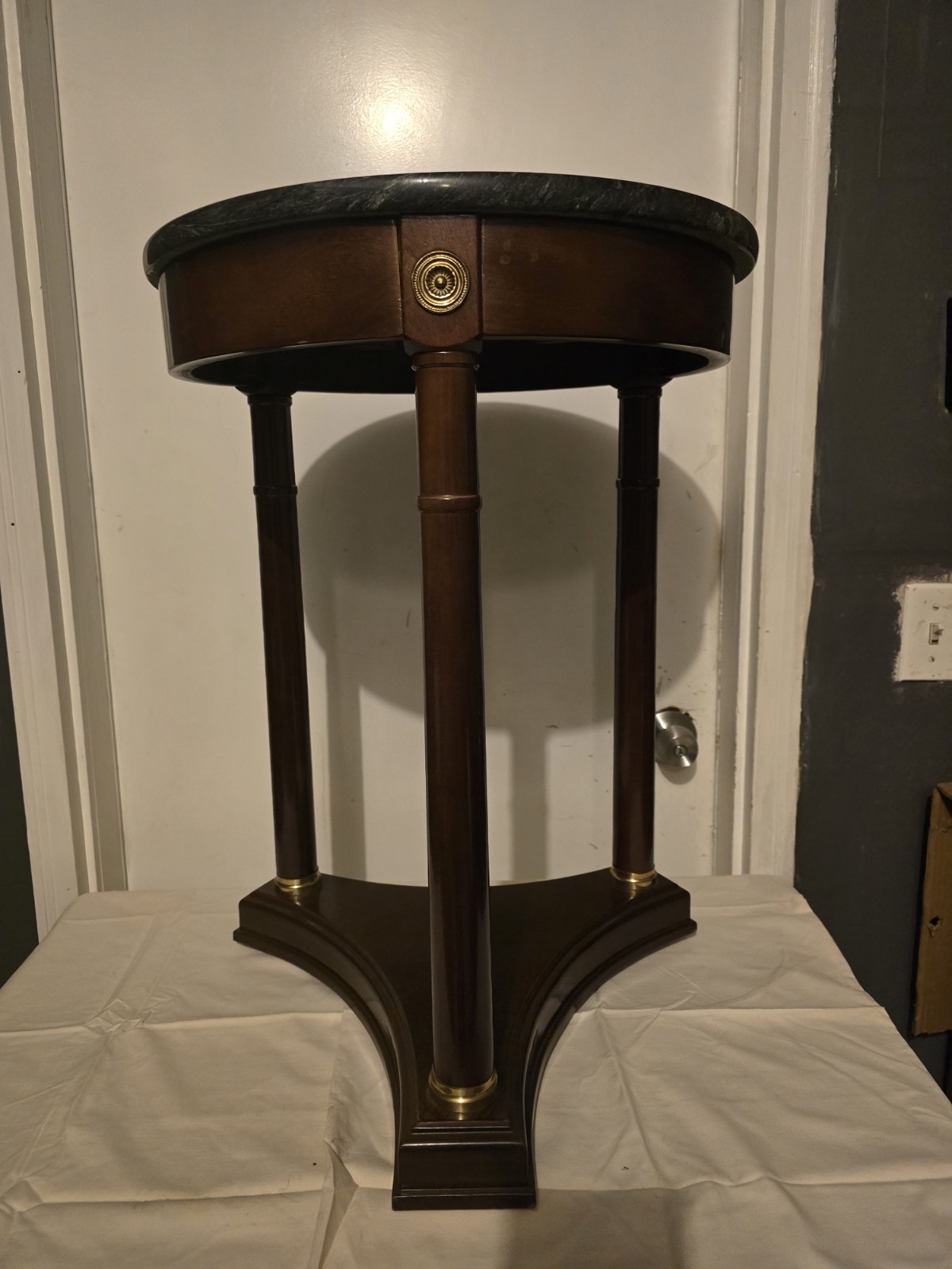 Bombay Co French Empire Neoclassical Style Mahogany Marble Side Table