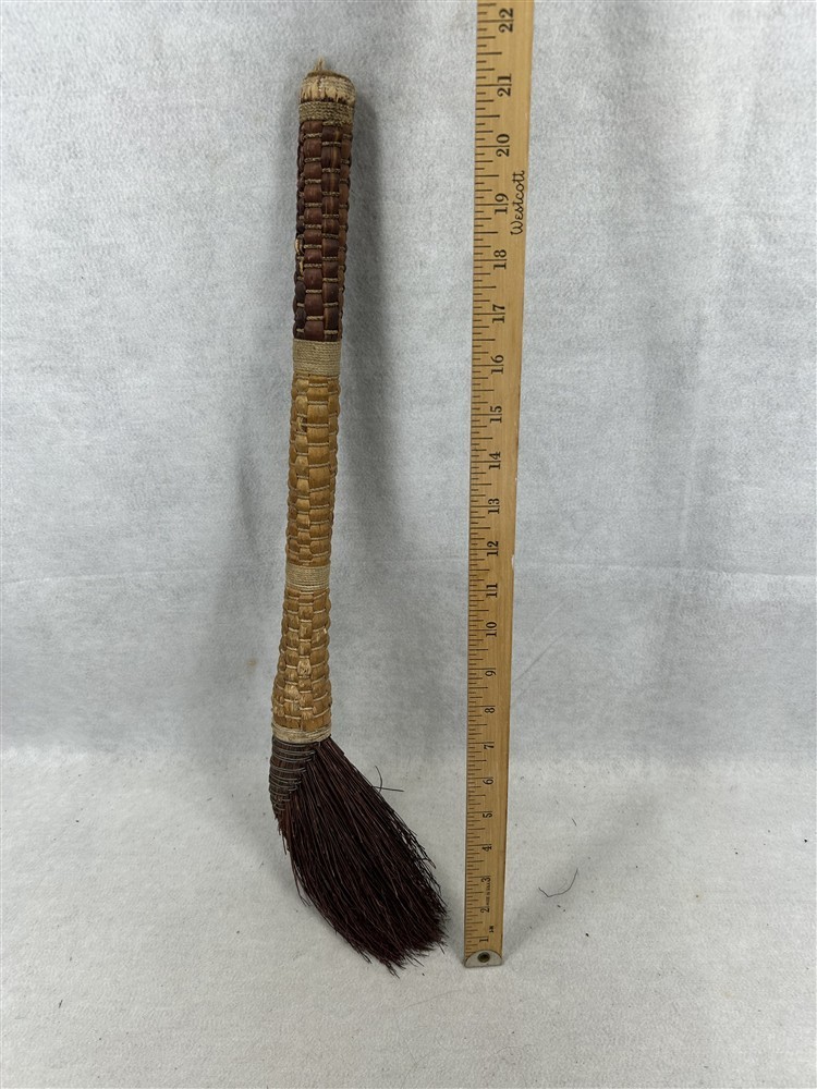 antique corn broom natural bristles hand made unusual side sweep 1800