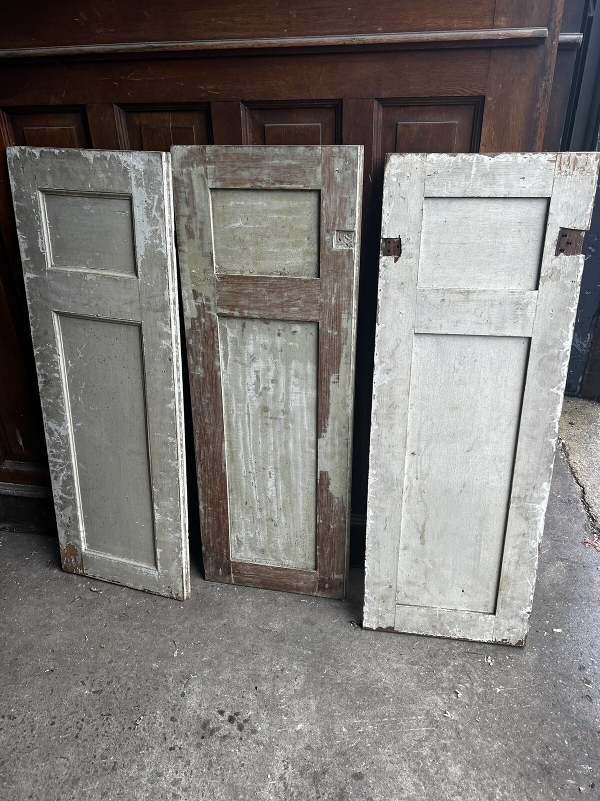 3 INTERIOR shutters raised panel – c1750 home CT River valley 36.5” x 13” w