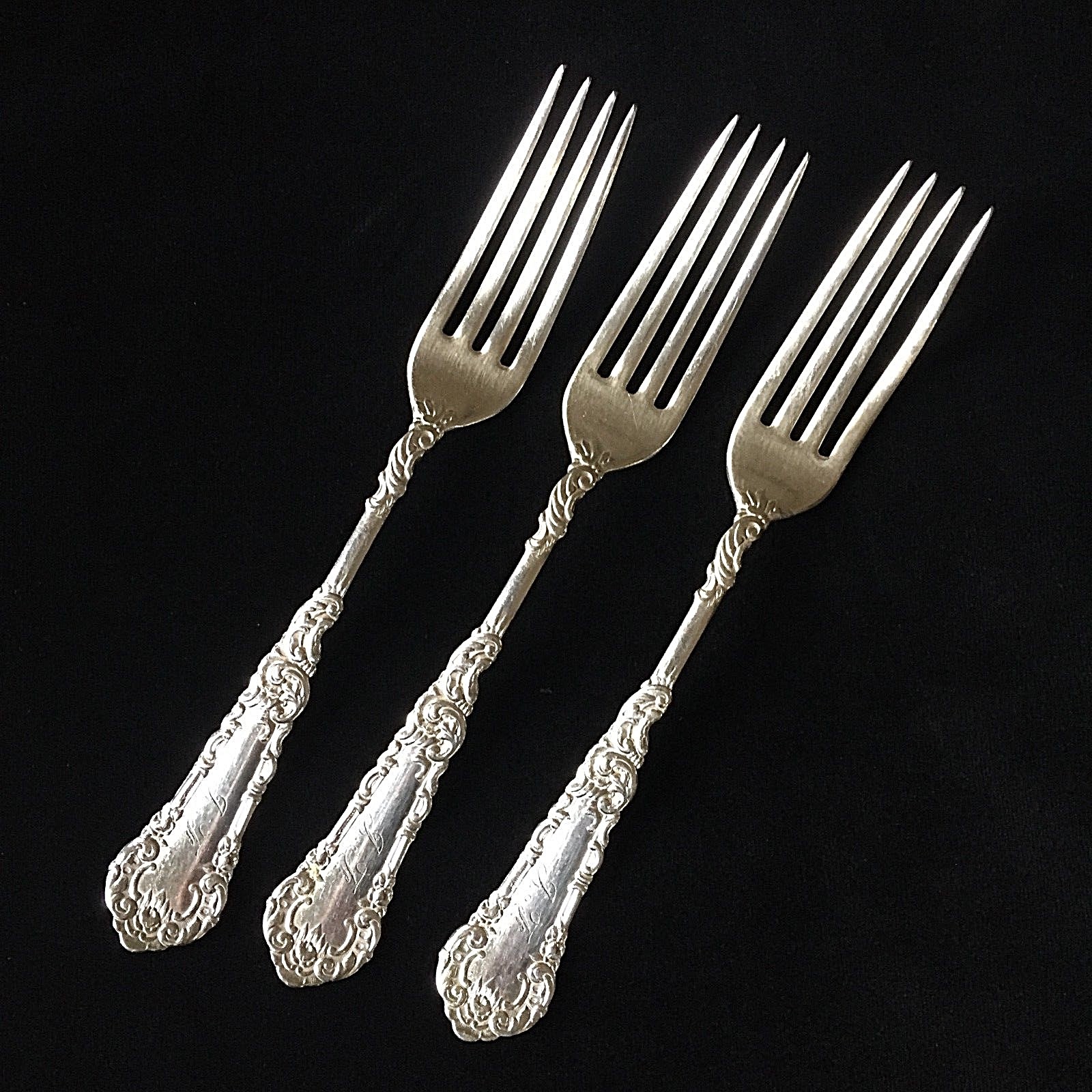 Antique WM Rogers Silver Plated Forks Engraved
