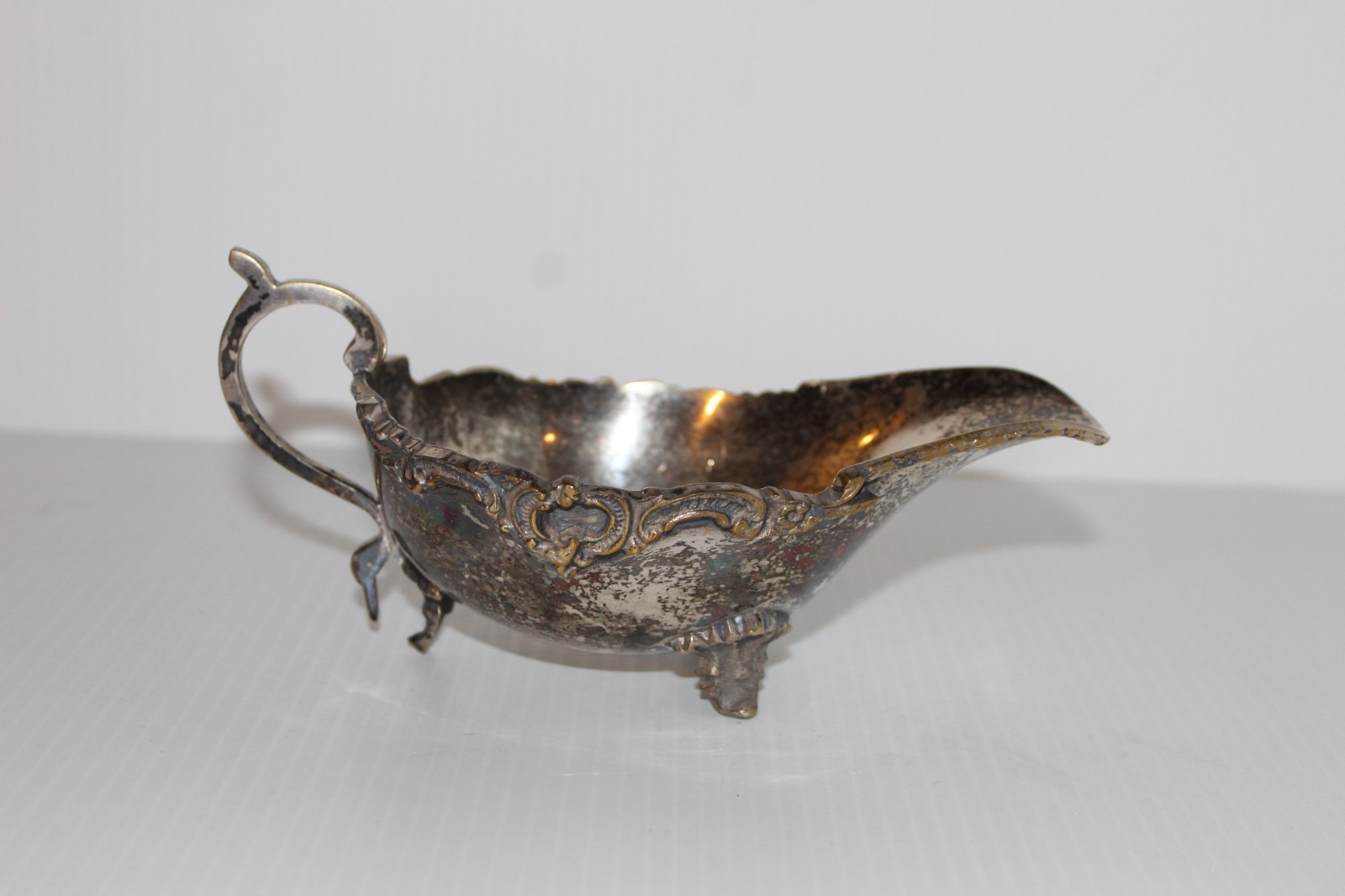 Baroque Style Silver Plated Gravy Boat Elegant Vintage