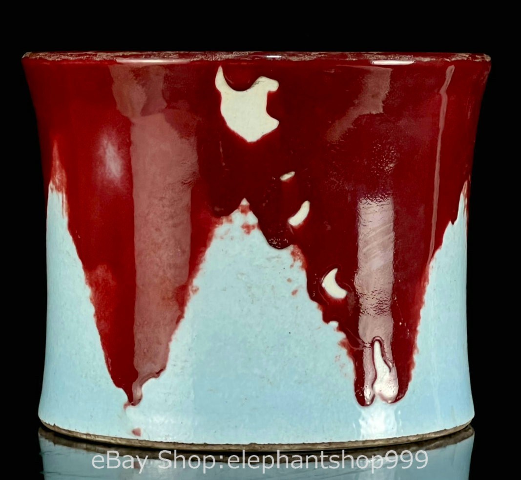 8″ Marked Chinese Variable Glaze kiln Porcelain Fengshui Brush Pot Pencil Vase