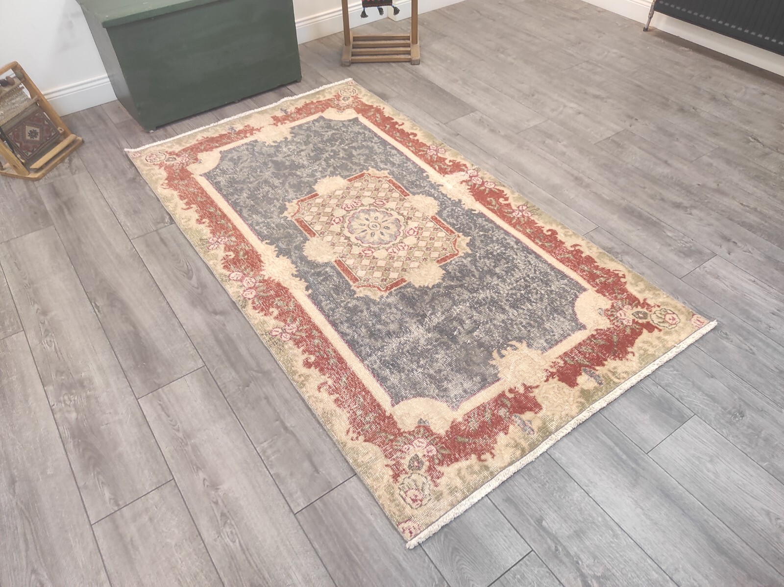 Red Area Rug, Turkish Rug, Boho Area Rug, Vintage Rug, Bedroom Rug, 3.6 x 6.4 Ft