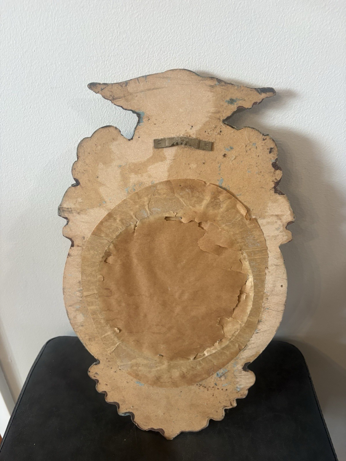 Antique Wood Federal Gold Gilt Porthole Eagle Mirror USA Distressed