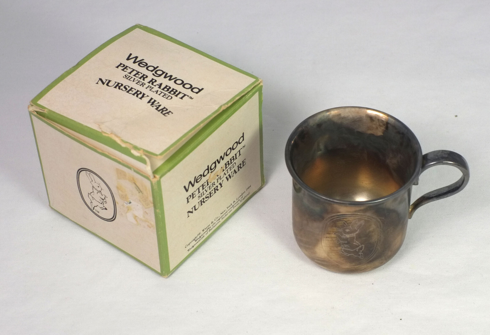 Vintage Wedgwood Beatrix Potter Peter Rabbit Nursery Ware Silver Plated Baby Cup