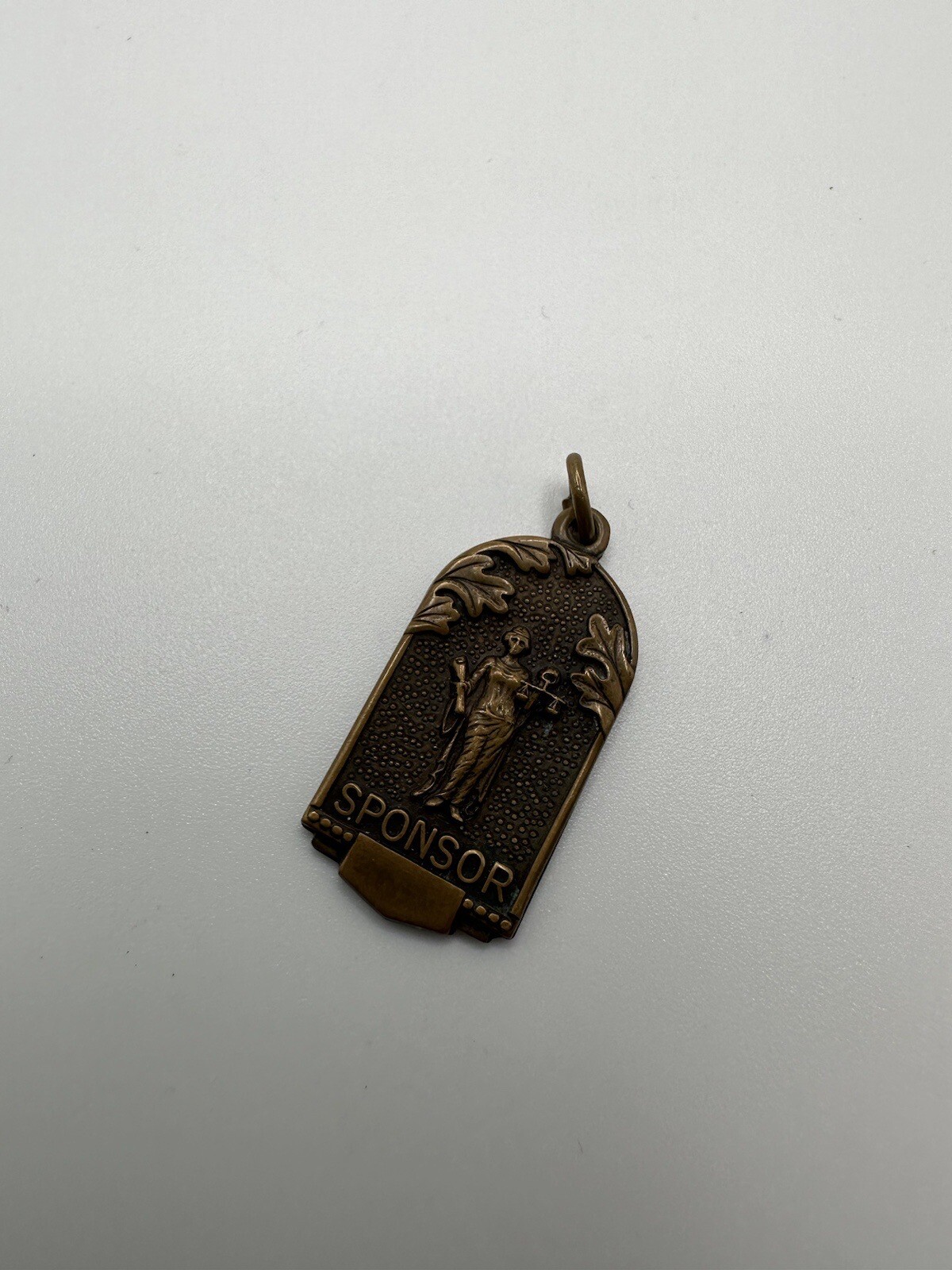 Antique 3cm Copper SPONSOR Law Lawyer Medal Necklace Pendant NB3