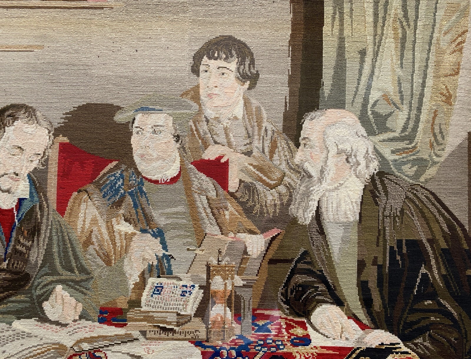 GERMAN BERLIN WOOL WORK TAPESTRY LARGE MID-19TH CENTURY