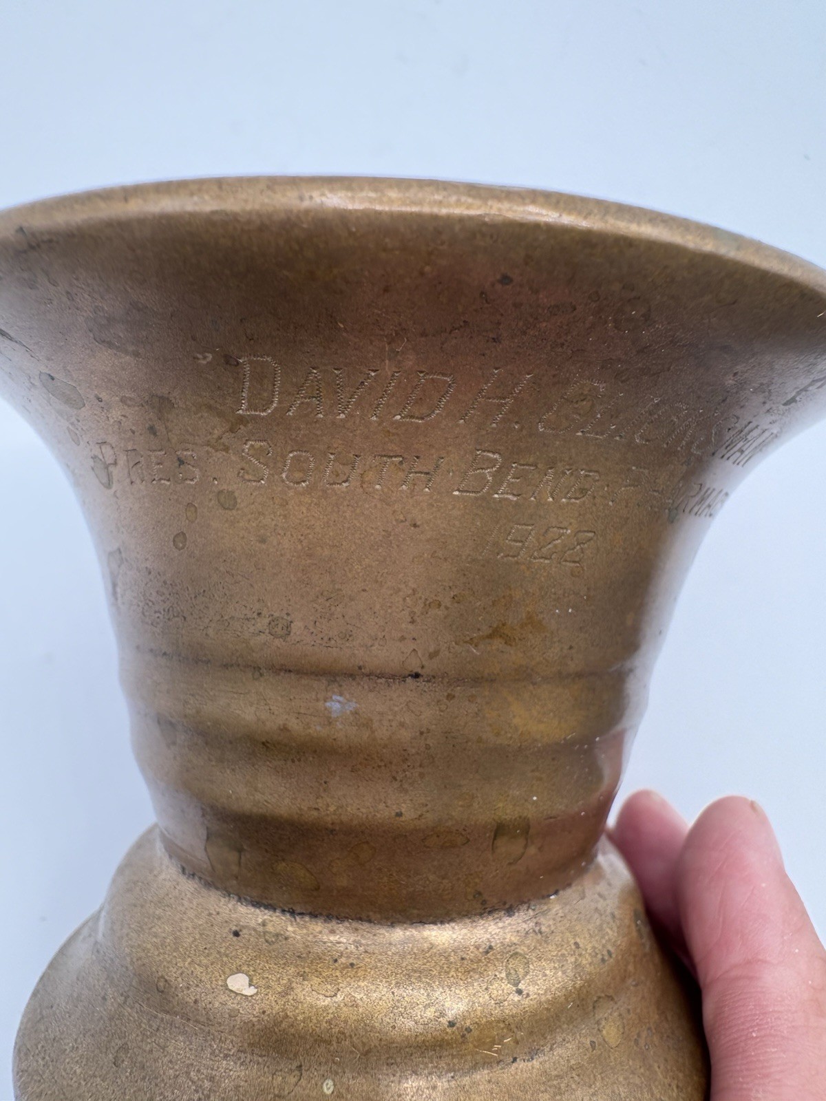 ANTIQUE HEAVY BRASS MORTAR Dated 1928 Pharmacy Apothecary