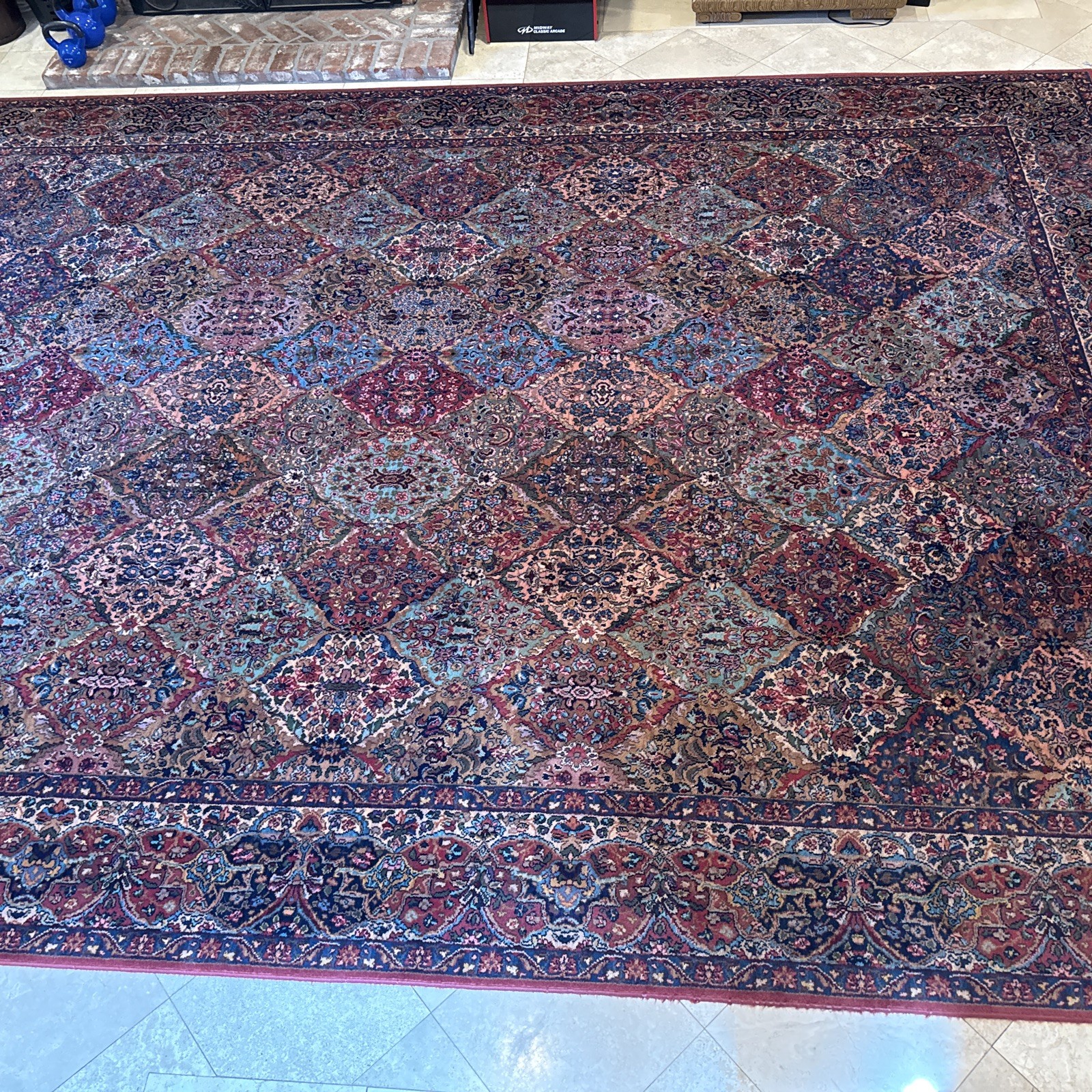 11.5×16 Karastan Multicolor Panel Kirman Rug #717, Palace Size Wool 700 Series