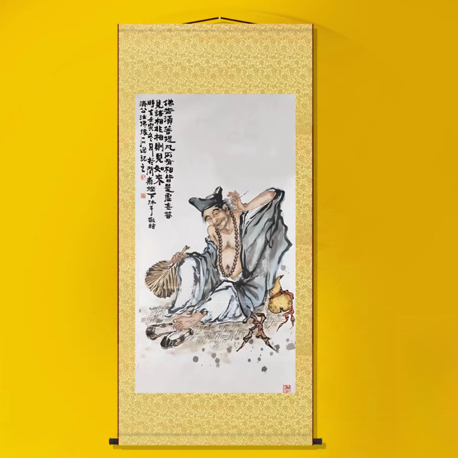 Portrait of Jigong Living Buddha Daoji 100cm 39in Chinese Style Zen Silk Mural