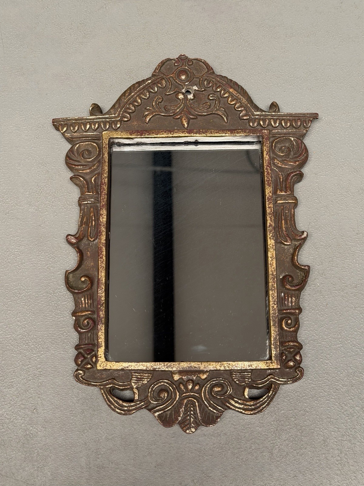 Vintage 1970’s Ornate Gold Baroque Style Wall Mirror-Faux Gold Resin Composite