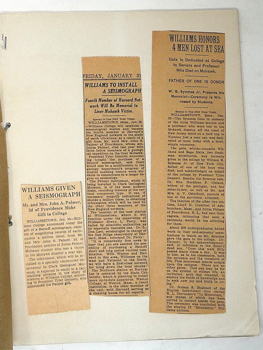 1935 Mohawk Sinking Survivor Story 1st Person Typescript New Jersey Disaster