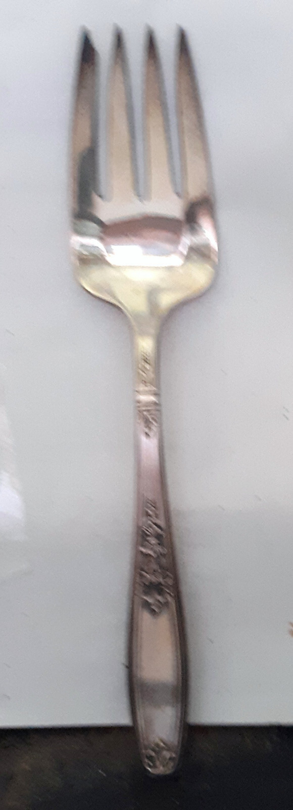 1847 WM Rogers Bros A1 Silverplate Extra Large Serving Fork Ornate Antique