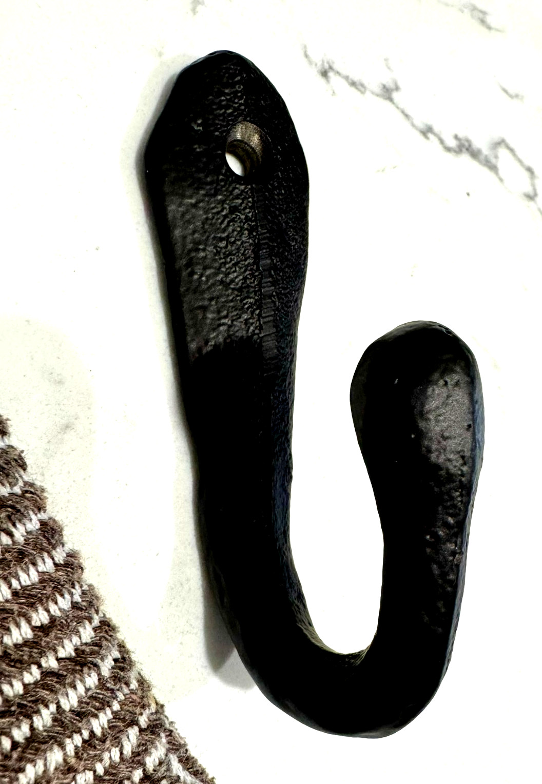 Wall Hook Matte-Black Hand Forged Cast Iron Metal STURDY Coat Towel Hat Hanger