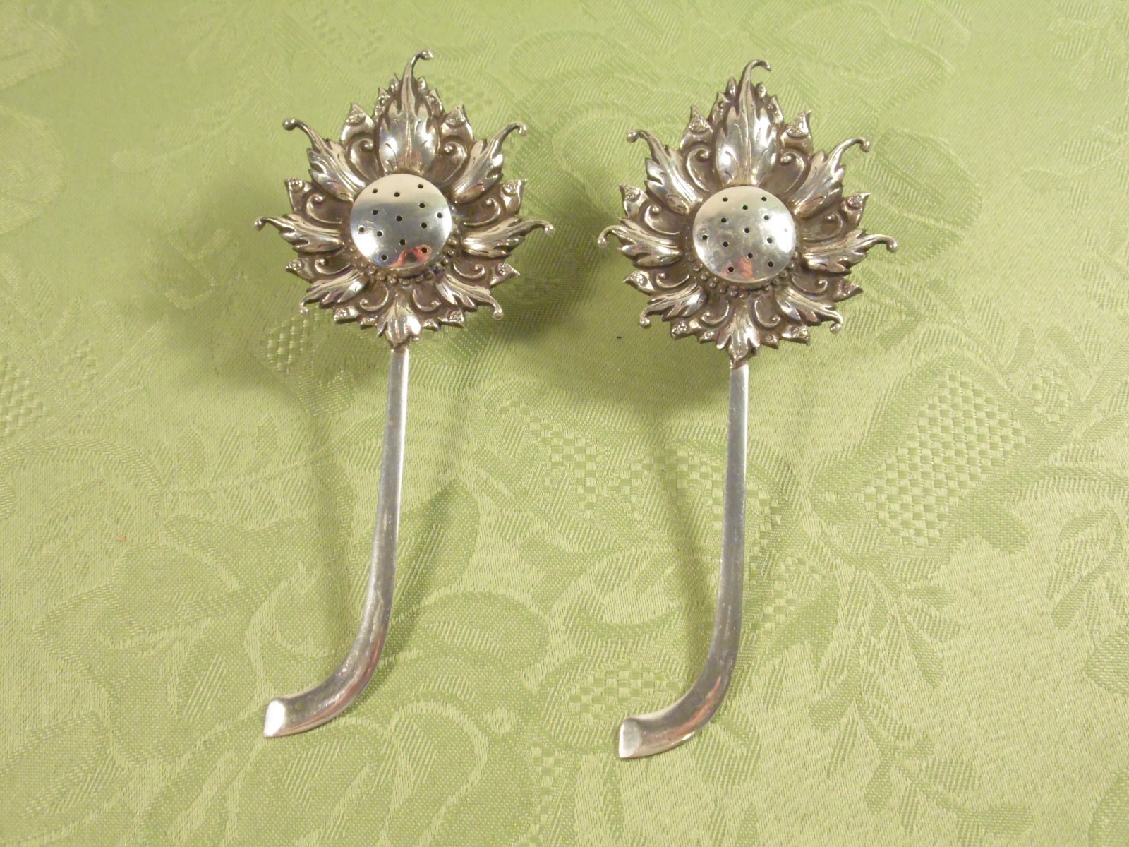 “LOTUS BLOSSOM” YOGYA .800 SILVER ~ (2) PIECE SALT & PEPPER SET ~ “OS 800” MAKER
