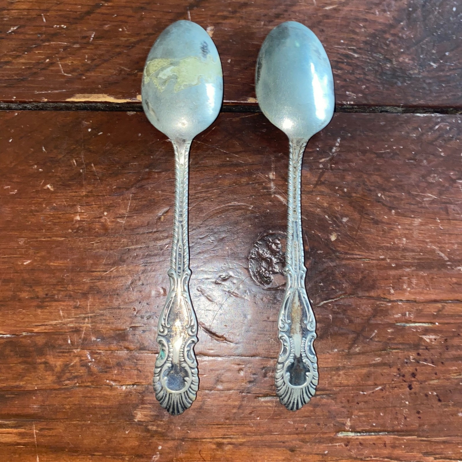William A Rogers Silver Plate Teaspoons Stamped A1 Quantity 2 Circa 1897