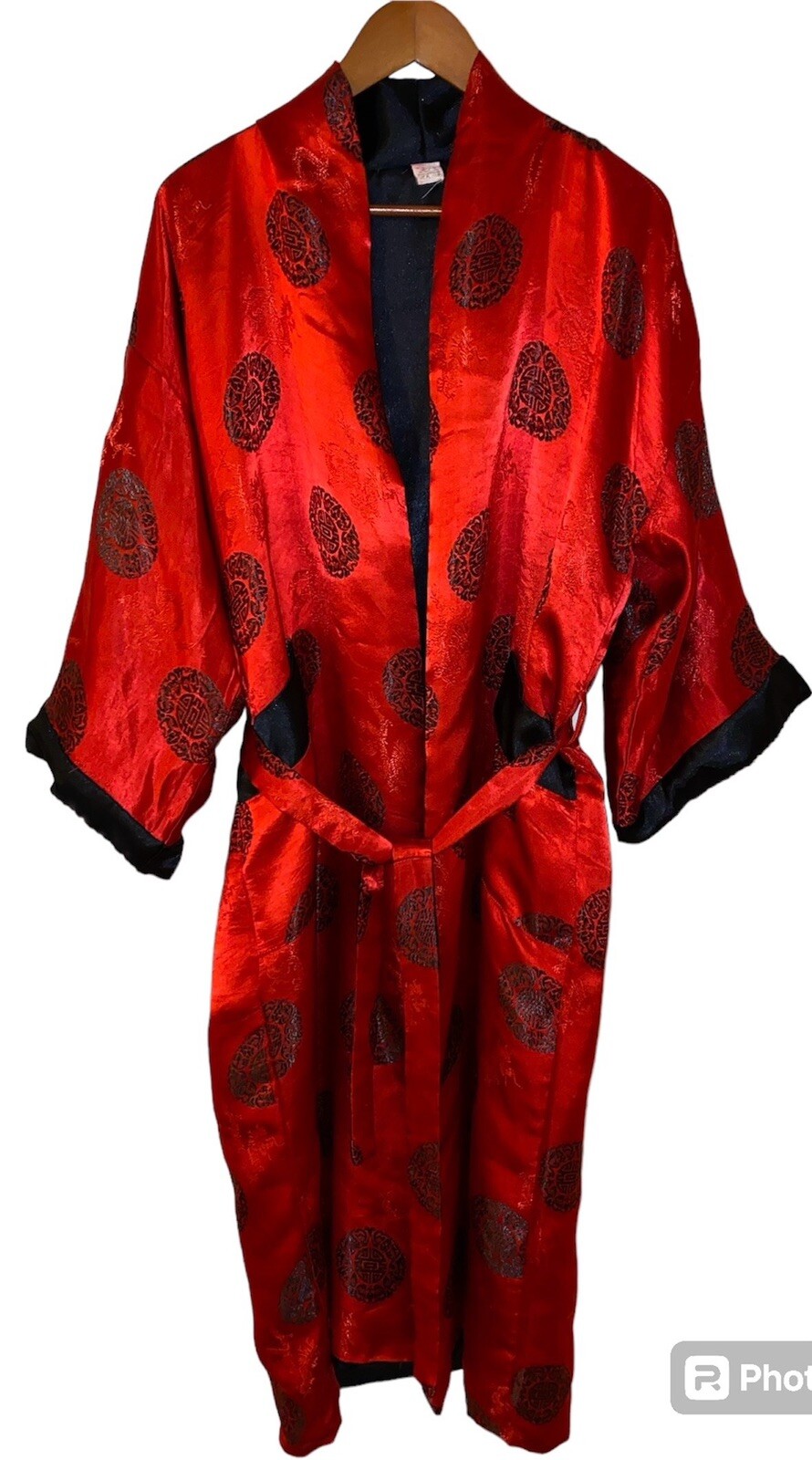 Red & Black 100% SILK Robe