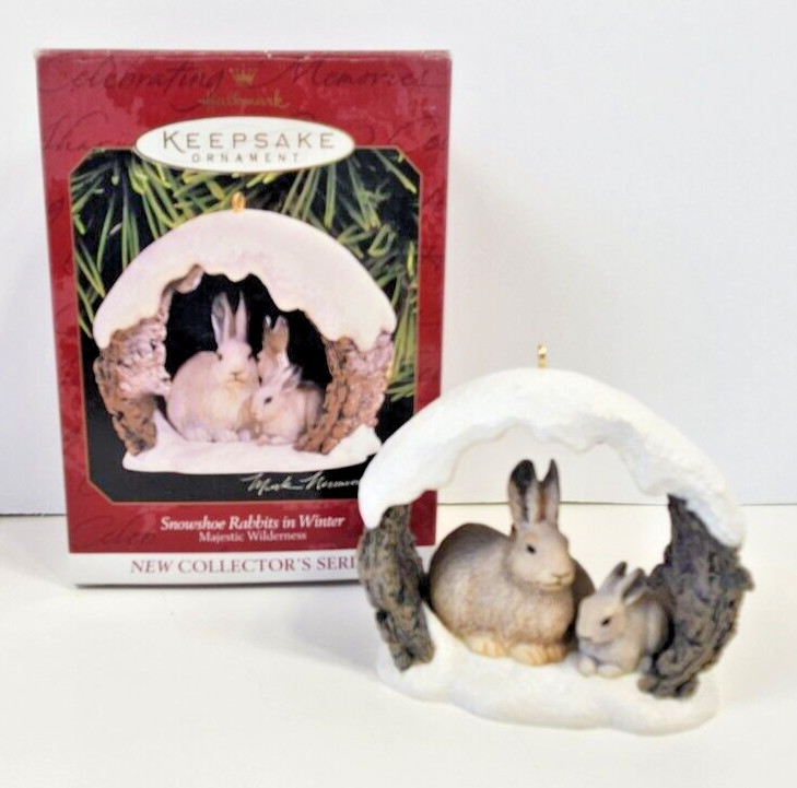 HALLMARK KEEPSAKE SNOWSHOE RABBITS IN WINTER MAJESTIC WILDERNESS 1997 QX5694