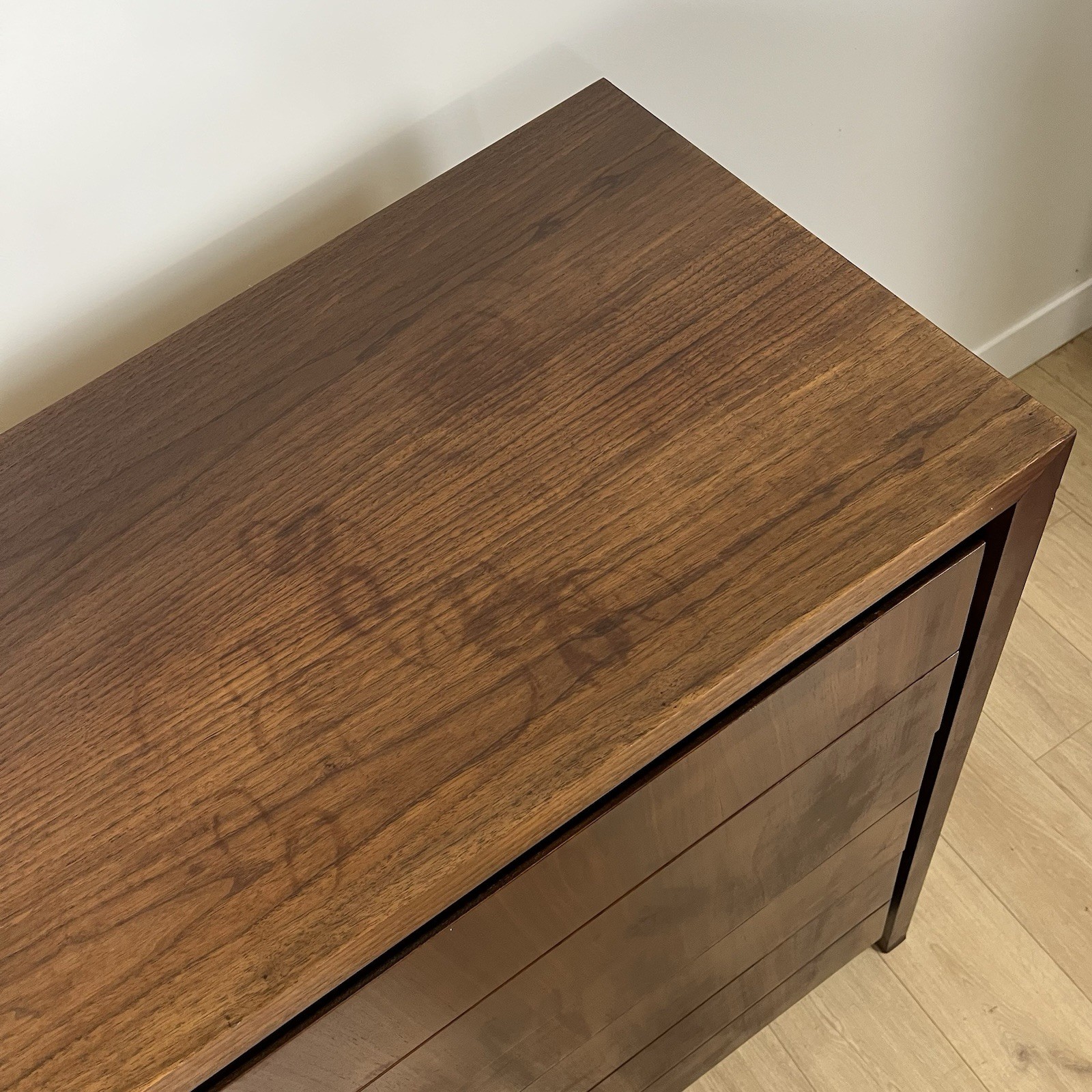 Dillingham Mid Century Bookmatched Highboy Dresser