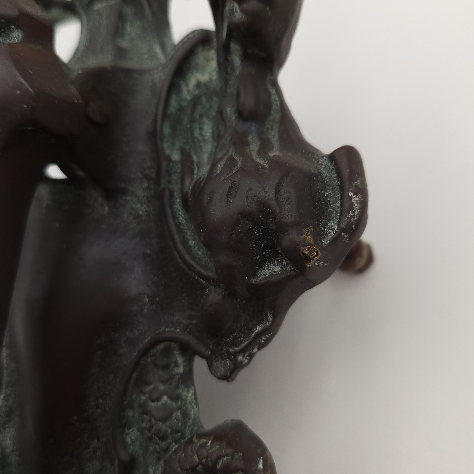 Large Cerberus Devil Head Door Knocker Bronze Snake Tail Guard Dog Hercules